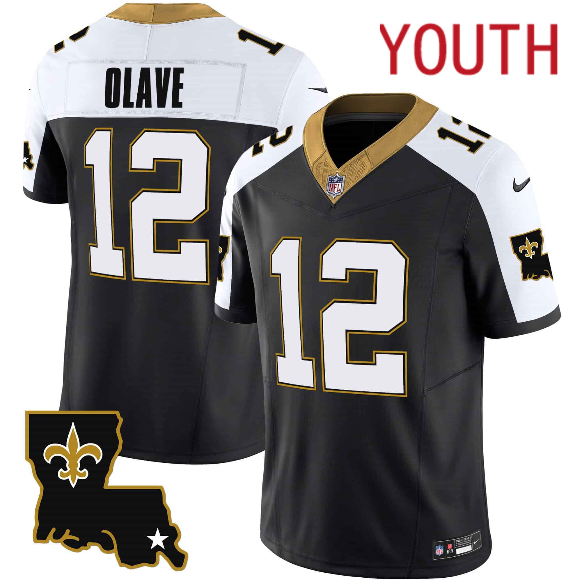 Youth New Orleans Saints #12 Olave Black 2024 Nike 1987 Legacy Vapor Limited NFL Jersey->customized nfl jersey->Custom Jersey